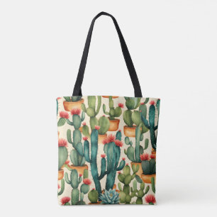 Tote Bag Cactus coloré aquarelle art