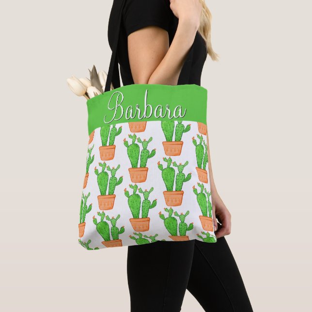 Tote Bag Cactus Succulent du désert Floral Personnalisé (De près)