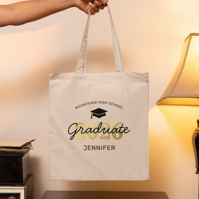 Tote Bag Cadeau 2025 Black Gold Graduate (Créateur téléchargé)