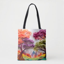 Tote Bag Cadeau 3D Papier Couche multicolore Arbre paysage