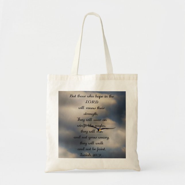 Tote Bag Cadeau chrétien fait sur commande de vers de bible (Devant)