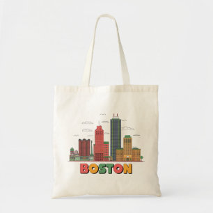 Tote Bag Cadeau d'art de dessin animé vintage de la skyline