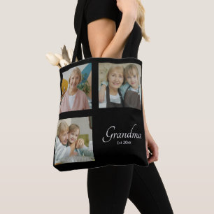 Tote Bag Cadeau de collage photo personnalisé 3 Mamie année