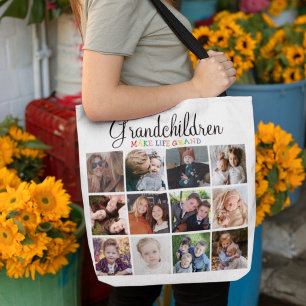 Tote Bag Cadeau de collage photo personnalisé pour grand-mè