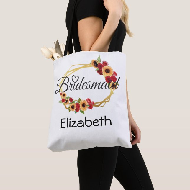 Tote Bag Cadeau de femme de chambre, tournesol, Rose, cadre (De près)