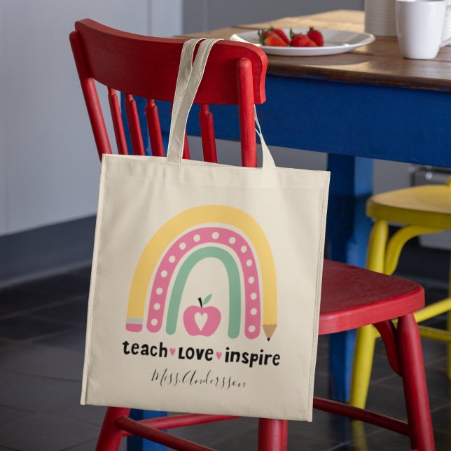 Tote Bag Cadeau de l'enseignant personnalisé Enseigner l'am (Créateur téléchargé)