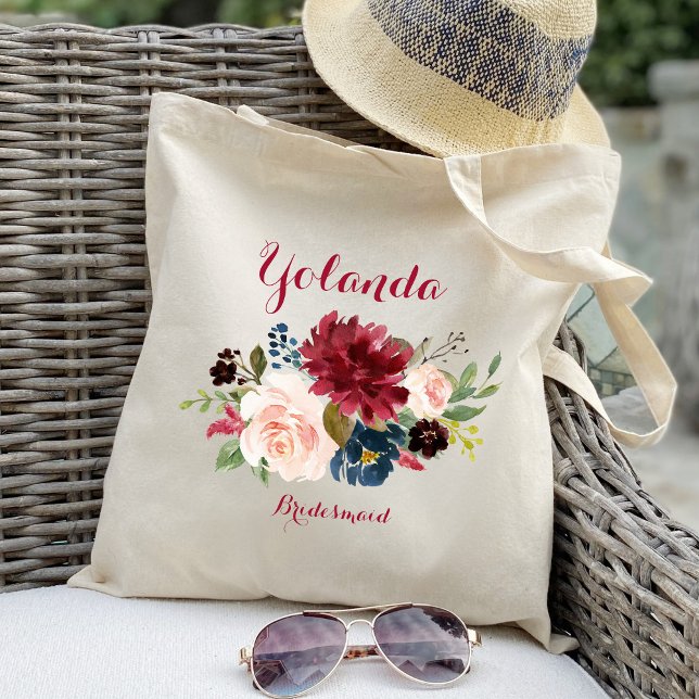 Tote Bag cadeau de Mariage Burgundy Bridesmaid Fourre-tout (Créateur téléchargé)