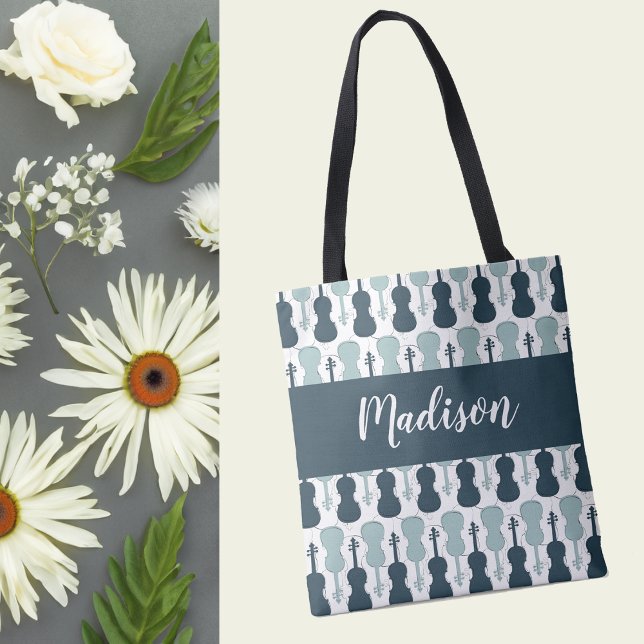 Tote Bag Cadeau de musique de violon ou d'instrument de vio (Personalized violin or viola tote bag.)