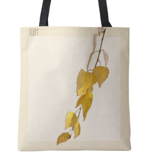 Tote Bag Cadeau de Noël à monogramme élégant feuille de bou