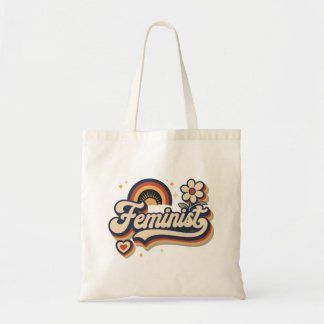 Tote Bag Cadeau Féministe Rétro Années 70 Arc-en-ciel Fémin