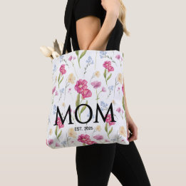 Tote Bag Cadeau Fleuris de Fleurs Sauvages pour Nouvelle Ma