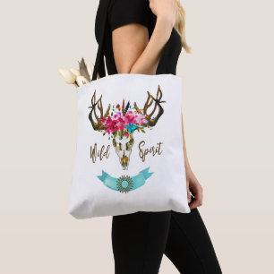Tote Bag Cadeau hippie Taureau de fleur de Bohème florale
