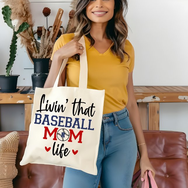 Tote Bag Cadeau Mère de baseball Monogramme (Créateur téléchargé)