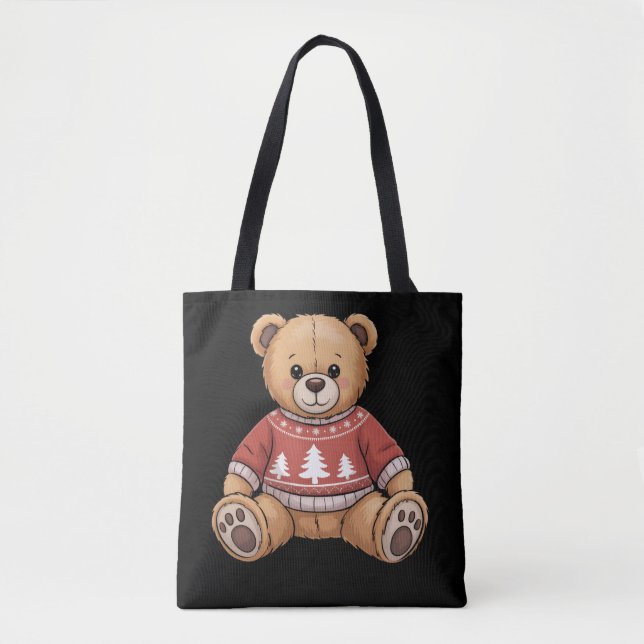Tote Bag Cadeau Noël Teddy Bear Cute Xmas (Devant)