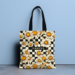 Tote Bag Cadeau personnalisé à motif à carreaux de margueri