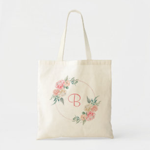Tote Bag Cadeau personnalisé de monogramme floral rose carm