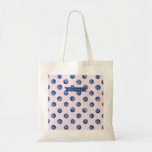 Tote Bag Cadeau Personnalisé Jolie Aquarelle Myrtille Nom