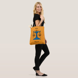 Tote Bag Cadeau personnalisé Libra Zodiaque Rétro Pop Art
