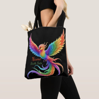 Tote Bag Cadeau Personnalisé Phoenix Arc-en-Ciel Date de Na