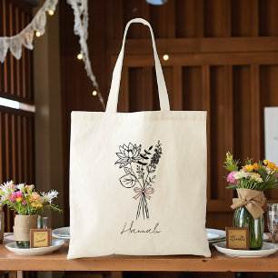Tote Bag Cadeau personnalisé pour demoiselle d'honneur flor