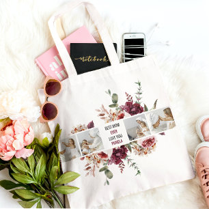 Tote Bag Cadeau photo de collage moderne Fleurs de photos B