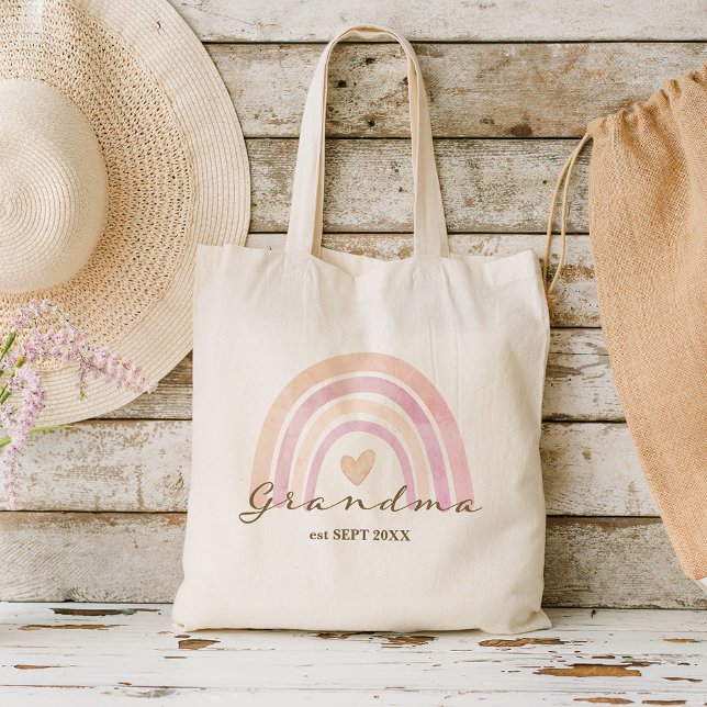Tote Bag Cadeau Rainbow Heart Grandma (Créateur téléchargé)