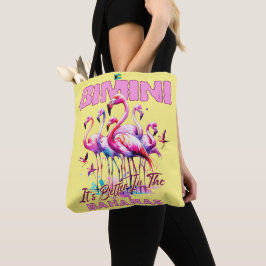 Tote Bag Cadeau souvenir Bahamas : Flamant rose Bimini Baha