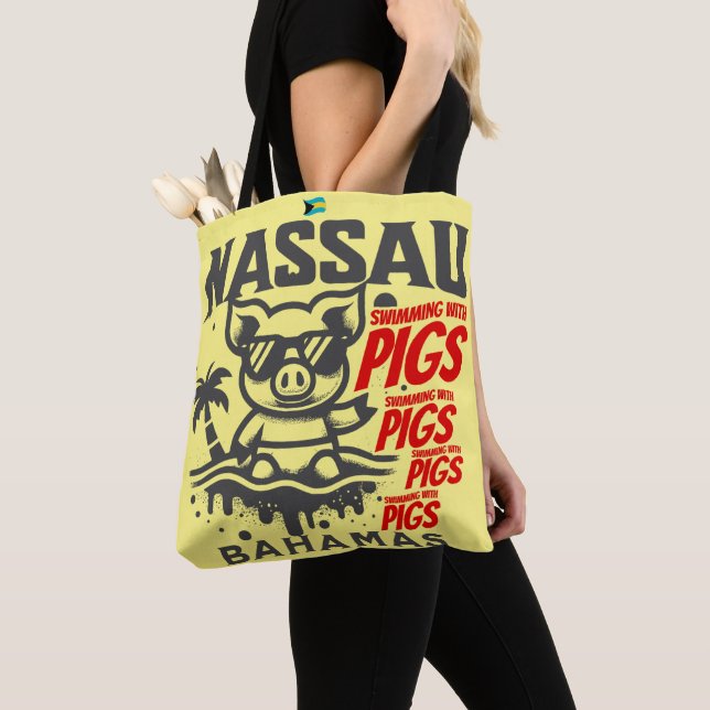 Tote Bag Cadeau souvenir Bahamas : Nassau Bahamas Swimming  (De près)