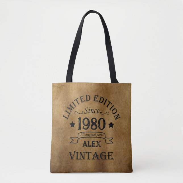 Tote Bag Cadeaux d'anniversaire vintages personnalisés (Devant)