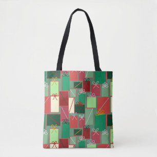 Tote Bag Cadeaux de Noël avec rubans et noeuds