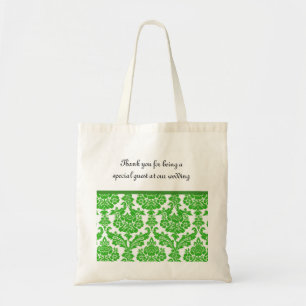 Tote Bag cadeaux mariage damassé verts
