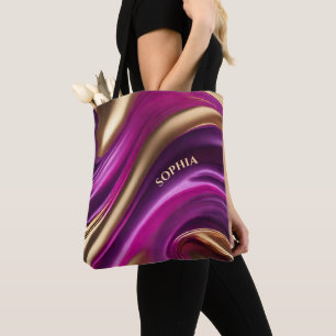 Tote Bag Cadeaux modernes pour Her-Fuchsia violet et or-