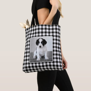 Tote Bag Cadre de Motif en noir et blanc photo personnalis