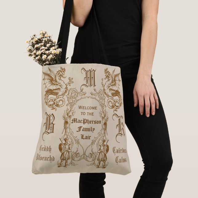 Tote Bag Cadre écossais de guerrier de confrère de dragon (De près)