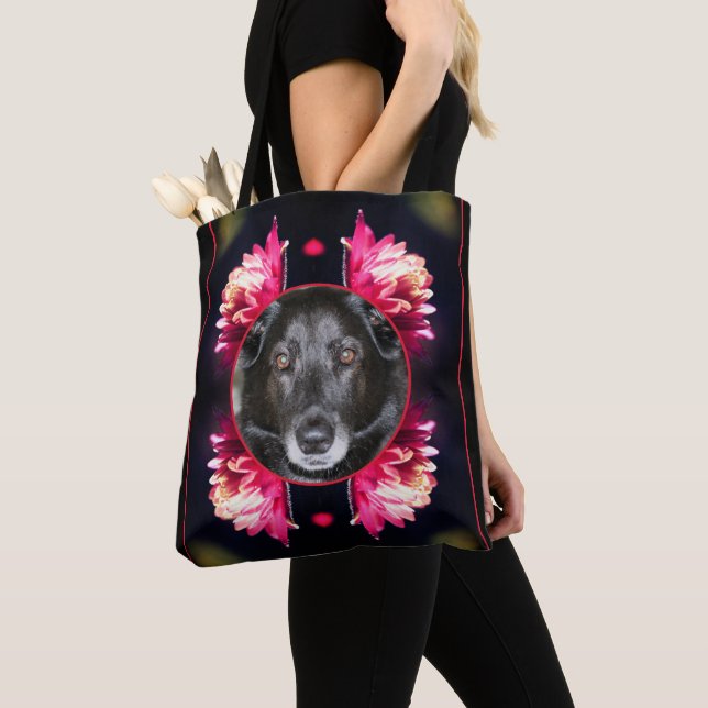 Tote Bag Cadre Fleurs Rouges Créer Votre Propre Animal Phot (De près)