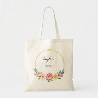Tote Bag Cadre Floral Personnalisé Demoiselle d'Honneur