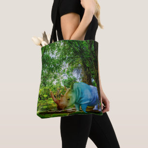 Tote Bag Cadre tropical luxuriant de SlipperyJoe rhinoceros