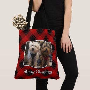 Tote Bag Cadres photo personnalisés Noël rouge et noir Plai