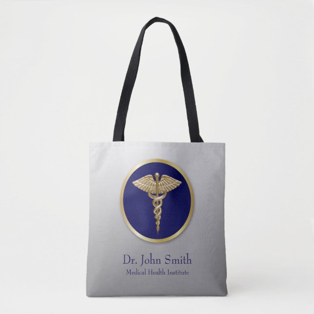 Tote Bag Caduceus Médicale or professionnel bleu (Devant)