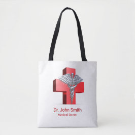 Tote Bag Caduceus Médicale Silver Croix Rouge 3D