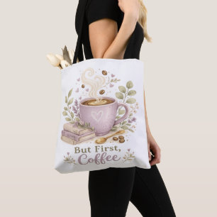 Tote Bag Café aquarelle lavande cosy