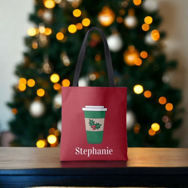 Tote Bag Café de Noël Holly Personnalisé (Créateur téléchargé)
