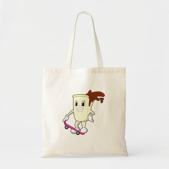 Tote Bag Café en patinage avec skateboard (Devant)