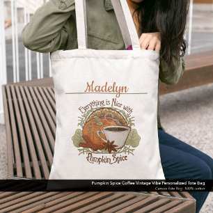 Tote Bag Café épice citrouille Vintage Vibe personnalisée