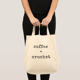 Tote Bag Café et Crochet Amoureux de la Laine Texte Personn