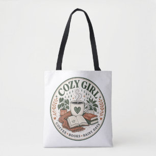 Tote Bag Café Fille Confort Livres Journées Pluvieuses Desi