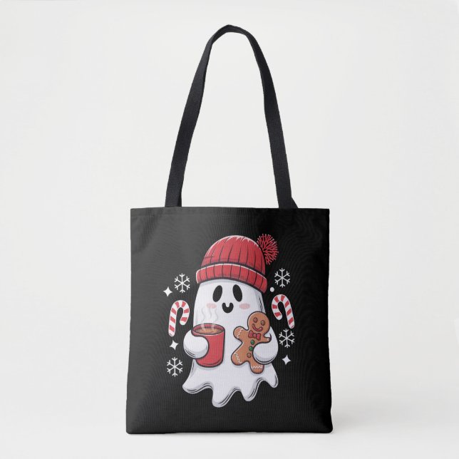 Tote Bag Café glacé Fantôme de Noël Retro Café de Noël (Devant)