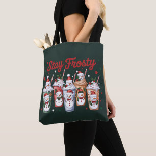 Tote Bag Café glacé Reste Frosty Noël Bonhomme de neige Xma