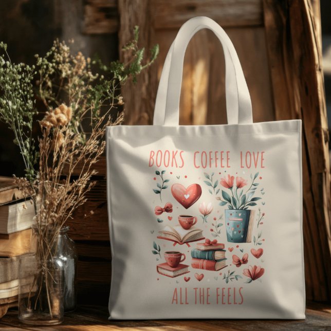Tote Bag Café, livres et amour (Créateur téléchargé)
