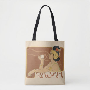 Tote Bag Café Rajah Art Nouveau vintage, Dame au café